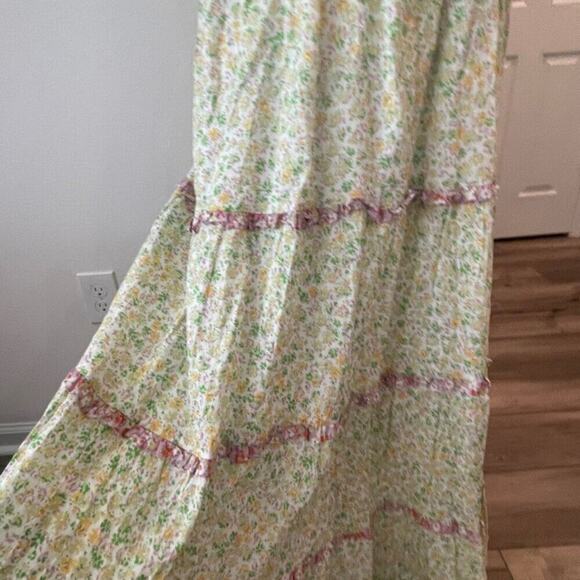LOST & WANDER MAXI DRESS FLORAL RUFFLES TIERED SZ M BOHO COTTAGECORE - Picture 16 of 16